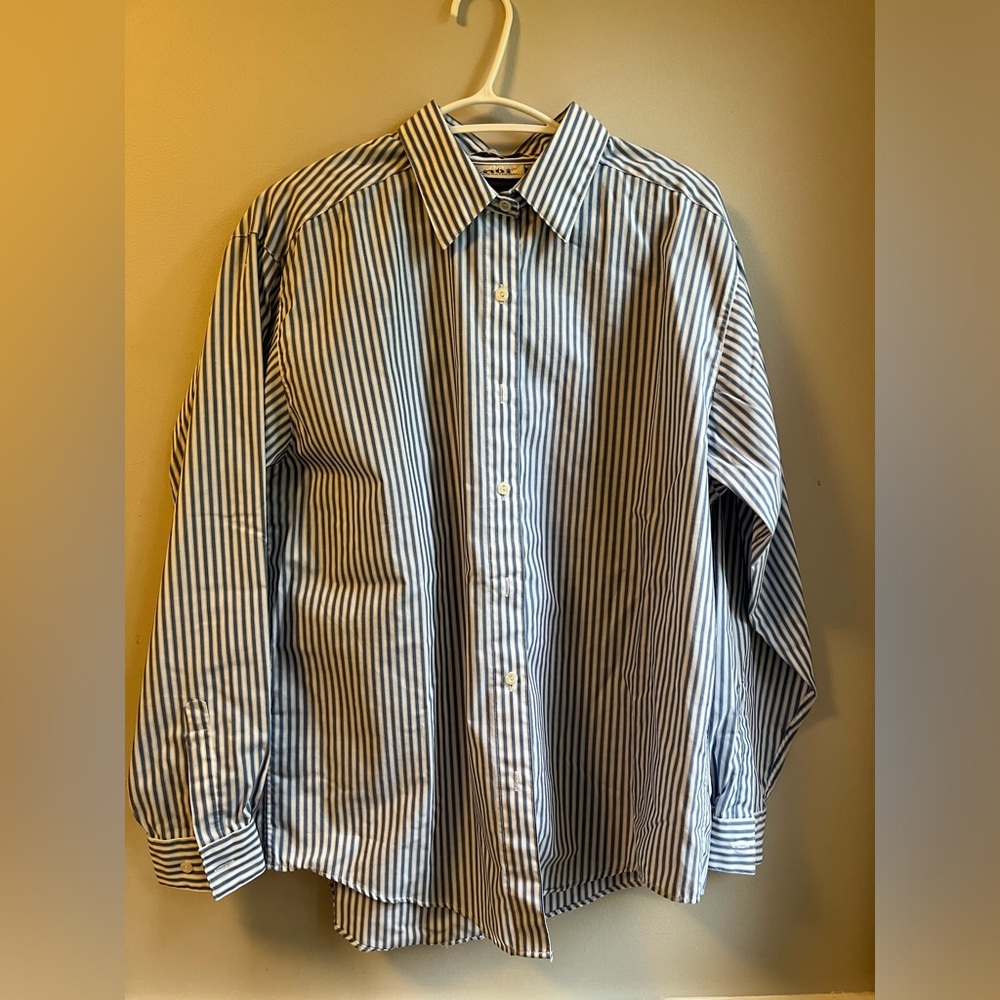 Tabi blue and white pinstripe shirt. In pristine condition.